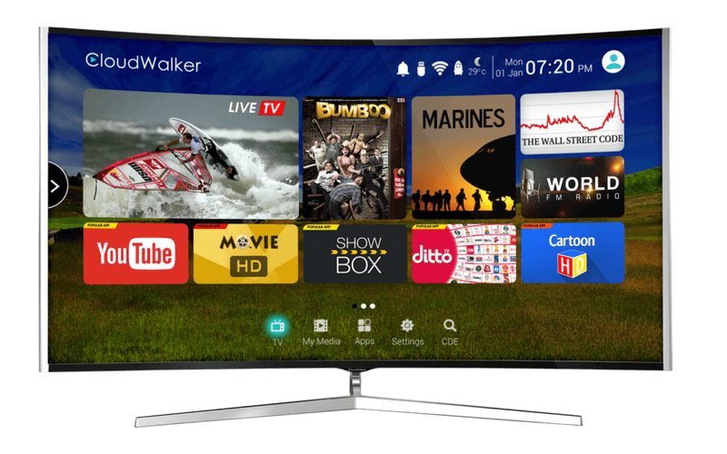 CloudWalker Smart Cloud TVs, Content Discover Engine, CloudWalker Smart Cloud TVs on Flipkart, Curved 4K TV